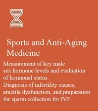 Measurement of key male sex hormone levels and evaluation of hormonal status. Diagnosis of infertility causes, erectile dysfunction, and preparation for sperm collection for IVF.